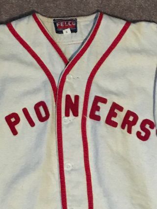 Vintgae Early Felco Felt Flannel Game Worn Baseball Pioneers Jersey Size 42 50 2