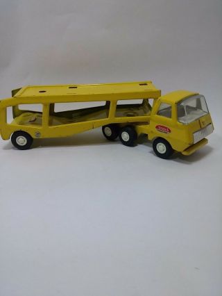 Yellow Tonka Truck With Car Transport Trailer 55010 Vintage 70s