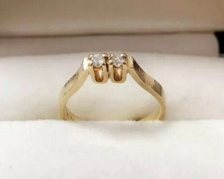 Barton 14k Gold Vintage Double Diamond Engagement Wedding Band Ring Sz 5