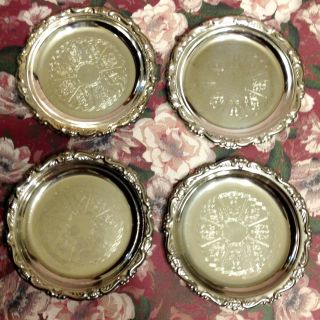 Silver Plated Coasters Set Of 4 Made In Italy