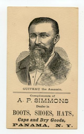 Charles Guiteau Assassin Of President James Garfield 1881 Political Trade Card