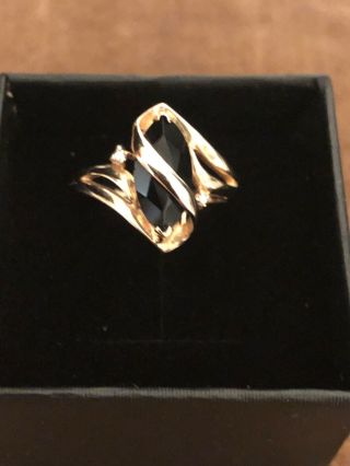 Vintage 14k Gold Onyx & Diamond Ring Size 6 & 2.  85 Gr.