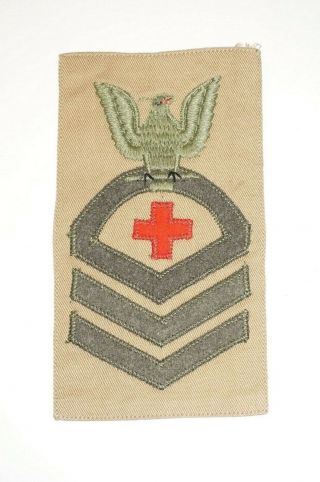 Chief Hospital Corpsman Usmc Tan Twill Cpo Us Navy Wwii Rate Rank Patch C1327