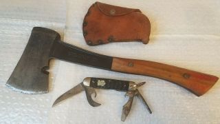 Vintage Boy Scout Bridgeport Hatchet W/sheath And Boy Scout Knife U.  S.  A.  1960 
