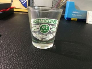 Vintage Jack Daniels Old Time Sour Mash Tennessee Whiskey Shot Glass Green Label