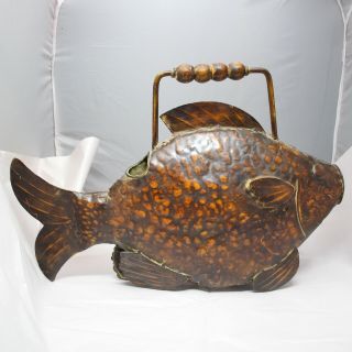 Vintage Metal Watering Can Shaped Like A Fish Unique Garden Decor