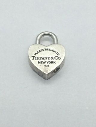 Vintage Sterling Silver Please Return To Tiffany & Co Heart Padlock Pendant 925