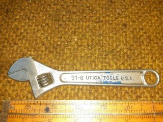 Vintage Utica Tools Usa Adjustable Wrench 91 - 6 6 "