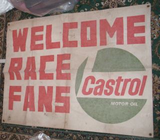 Castrol Motor Oil Welcome Race Fans Motorcycle Races Canvas Sign 3 