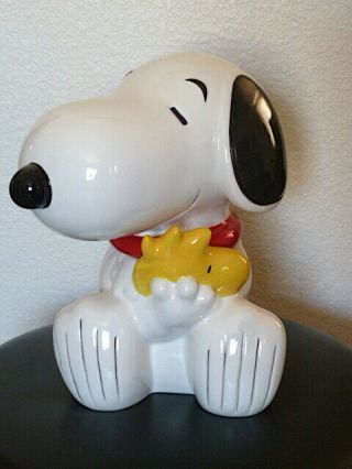 Peanuts Snoopy Hugging Woodstock Ceramic Cookie Jar Westland 2012 &