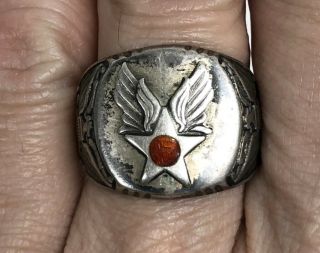 Vintage Ww2 U.  S.  Army Air Force Sterling Silver Ring Size 9