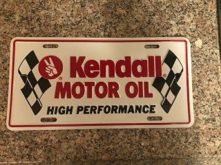 Vintage Kendall Motor Oil Metal License Plate Sign Good Shape 1970 