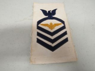 Pre Wwii Us Navy Chief Aviation Pilot Rate On White With Gold Wings