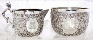 Antique Silver Cup & Jug Set,  Bicycle Race June 1892,  Engraved,  Handmade Cyclist