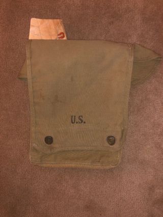 Wwii Us Army M1938 Canvas Dispatch Or Map Case Khaki Color W/ostrap - Dated 1942