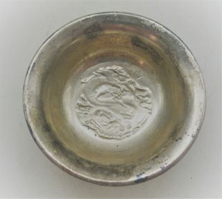 Wonderful Antique Old Chinese Silvered Bowl With Dragon Motifs