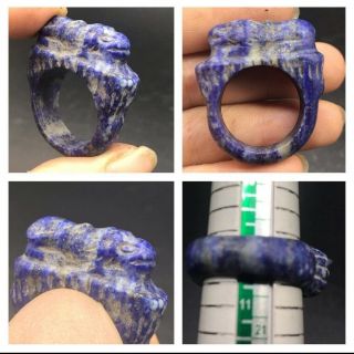 Lapiz Lazuli Stone Very Beautifull Animal On Top Very Old Unique Ring