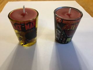 Set Of 2 Batman Handmade Shot Glasses - Soy Candle Apple Spice Scent