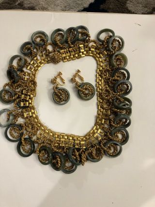 Signed Vintage Mirium Haskell Necklace And Earrings Set (rare)