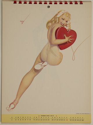 Vintage 1947 George Petty Spiral Bound 12 - Page Calendar Flirty,  Leggy Pin - Ups 2