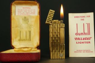 Dunhill Rollagas Lighter Serviced O - Rings W/box Vintage L17
