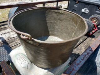 (27) Antique Huge Hammered Copper Kettle Apple Butter Pot - Cauldron