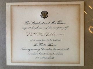 President Woodrow Wilson 1916 White House Invitation W/ Gold Seal