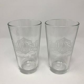Set Of 2 Full Sail Brewing Company Beer 16oz Pint Size Glasses Hood River Oregon