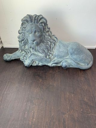 Virginia Metalcrafters Rare Lion Hearth Garden Cast Aluminum Statue Metal 28x15”