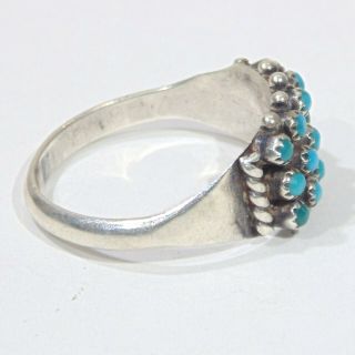 Vintage Zuni petit point sterling silver turquoise ring size 7.  5 - 7.  75, 3