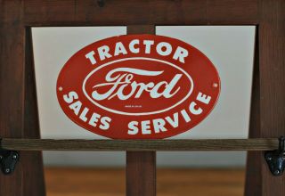 Porcelain Ford Tractor Sales And Service Sign Heavy Classic Farm 11 3/4 " X 7 3/4