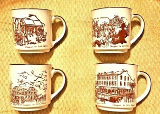 D.  H.  Holmes Vintage Coffee Cup Set Of 4 - Orleans Scenes