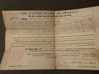 1859 Land Deed Warsaw Missouri James Buchanan Secretary Signature