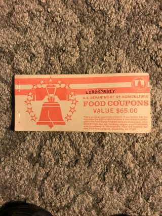 Complete Food Stamps Coupons Booklet $65.  00 Letter A (6 X $10.  00) & (5 X $1.  00)