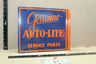 Rare Auto - Lite Service Parts Dealer 2 - Sided Flange Porcelain Metal Sign Gas Oil
