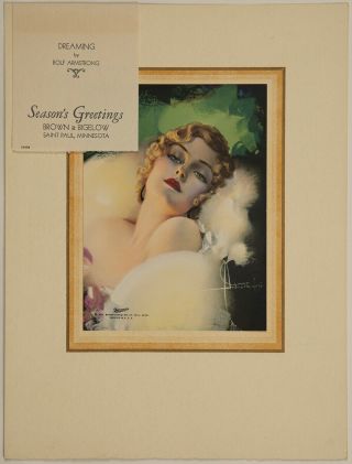 1929 Rolf Armstrong Pin - Up Print Dreaming Blonde Art Deco Glamour Girl