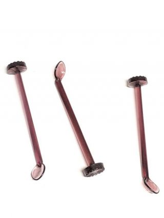 Vintage Purple Glass Muddler Swizzle Sticks Set Of 3