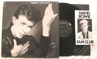 David Bowie - Heroes - Orig 1977 Rca Lp Promo Shrink Fan Club Insert Nm/ex Beauty