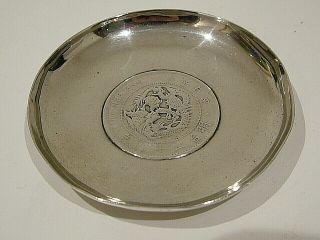 Antique Chinese Export Solid Silver Dollar Dish Wang Hing Japanese Yen (947)