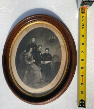 Antique Engraving Of Abraham Lincoln And Family