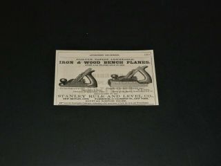 Vtg Antique 1871 Stanley Rule And Level Planes Britain Ct Print Ad