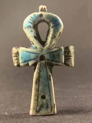 Ancient Egyptian Faience Key Of Life W/ High Detailing Circa 770 - 330bc