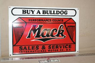 Rare Mack Bulldog Trucks Sales Service Dealer Porcelain Metal Sign Gas Oil Farm