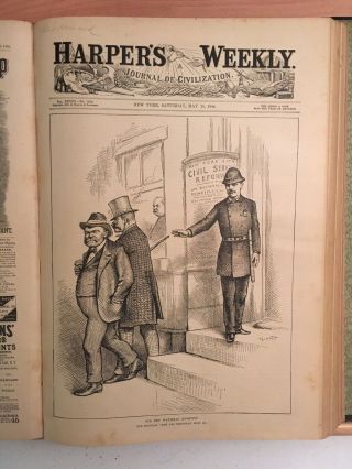 1884 Harper’s Weekly Bound Volume Full Year Early Teddy Roosevelt Cartoons