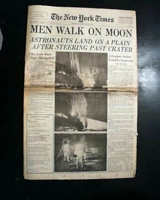 Man Walks On The Moon Neil Armstrong Buzz Aldrin Apollo 11 Lands 1969 Newspaper