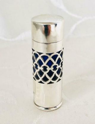 Antique Bristol Blue Glass Sterling Silver Cased Perfume Scent Bottle Hm 1902
