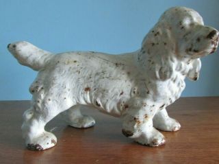 Vintage Cast Iron / Metal Dog Statue Retriever Sporting Hunting White Brittany