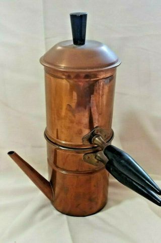 Vintage Duoro B&m Copper Multi Piece Coffee Pot Brewer Wood Handle