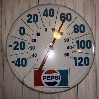 Vintage Pepsi Cola 18” Round Wall Thermometer • Advertising• Man Cave • Bar