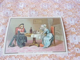 Victorian Christmas Card/de La Rue/anthropomorphic Dogs Taking Tea/no.  316